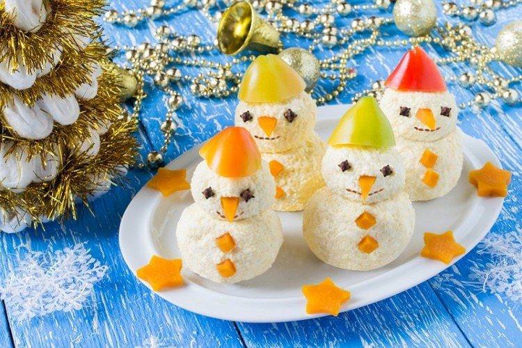 Сирні сніговики - Новорічні закуски рецепти
