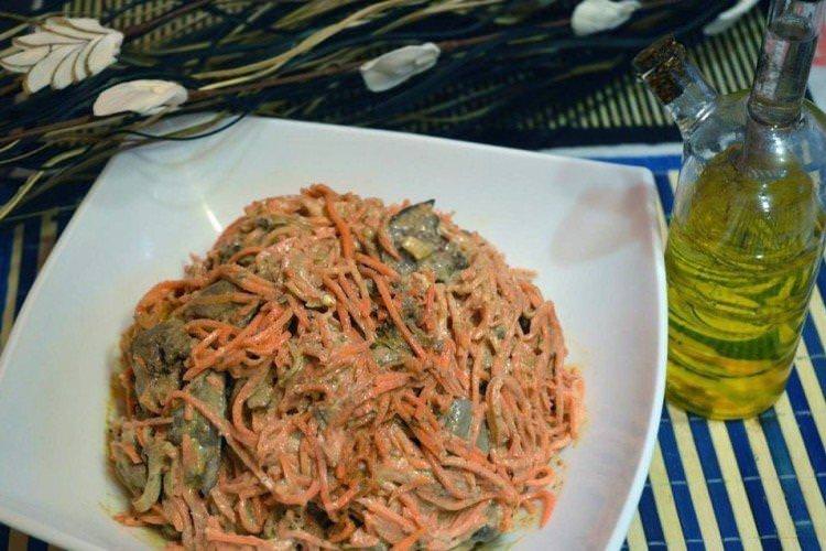 Салат з корейською морквою та печінкою - рецепти