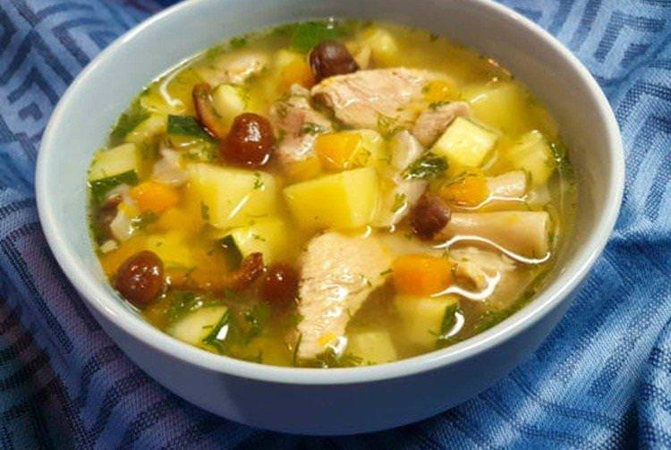 Грибний суп з кабачками - рецепти